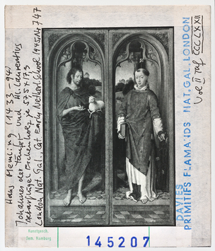 Vorschaubild Hans Memling: Altarflügel mit Johannes dem Täufer und dem Hl. Laurentius. London, National Gallery 